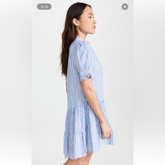 Apiece Apart Blue Striped Mini Dress